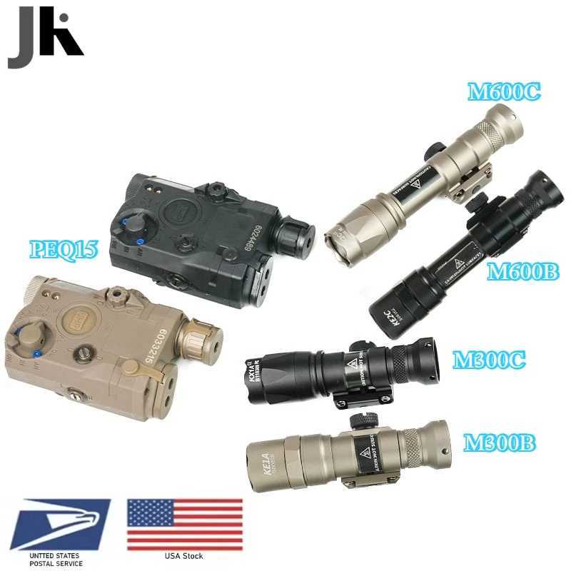 Tactical Gear SF M300B M300C M600B M600C Airsoft Flashlight Rifle Hunting Weapon Scout Light PEQ15 Indicator Fits 20mm Rail W250722