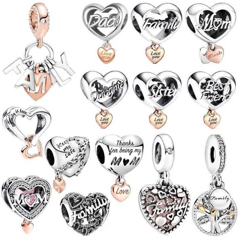 Miniso Hot Sale Family Tree Dad Mum Sister Daughter Hearts Charm Beads Fit Original 925 Silver Bracelet DIY Women Jewelry Gifts XJ250726