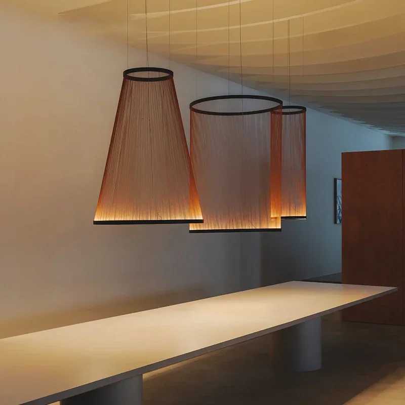 Nordic Tassel Line Art Chandelier Living Dining Room Loft Home Decor LED Net-like Hanging Lamp Duplex Villa Stair LightXJ250725