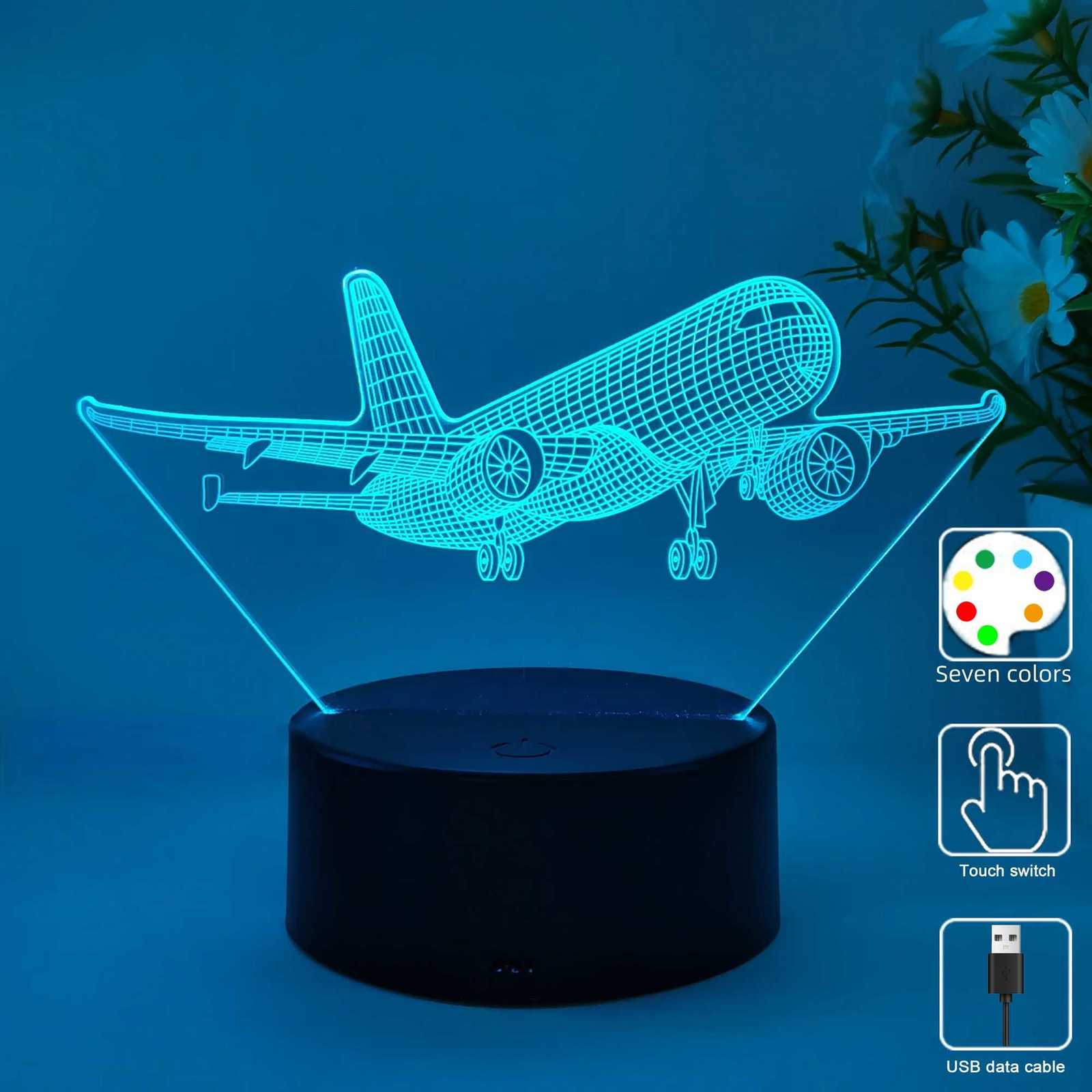 1pc aircraft model 3D night light USB interface gift for flying enthusiasts collection of table lights holiday decorative lights. XJ250725