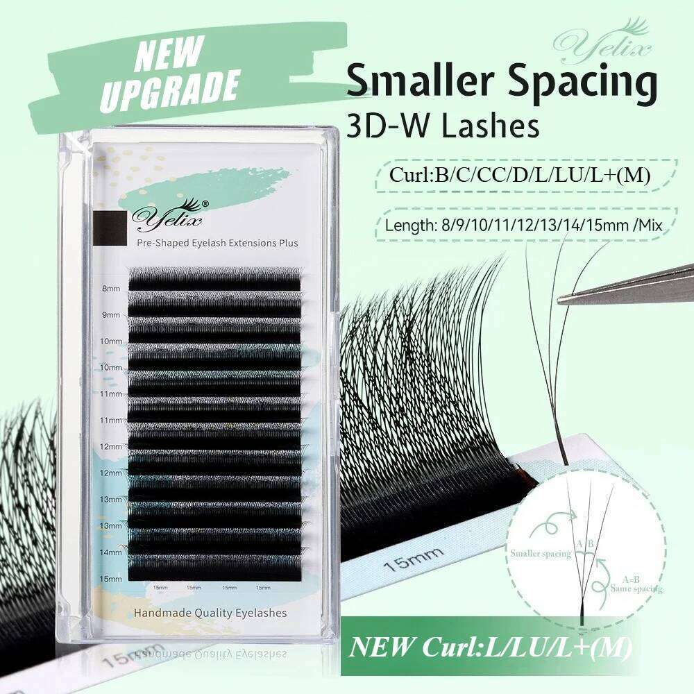 Yelix Smaller Spacing Shape Eyelash Extension Premade Volume Fan Natural Soft Narrow 3D W Lashes X250725