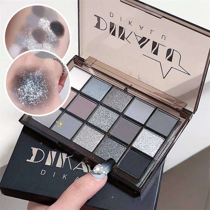 15Colors Cool Toned Black y Glitter Eyeshadow Shadow Eye Pigments Matte Palett Palette S K4W5