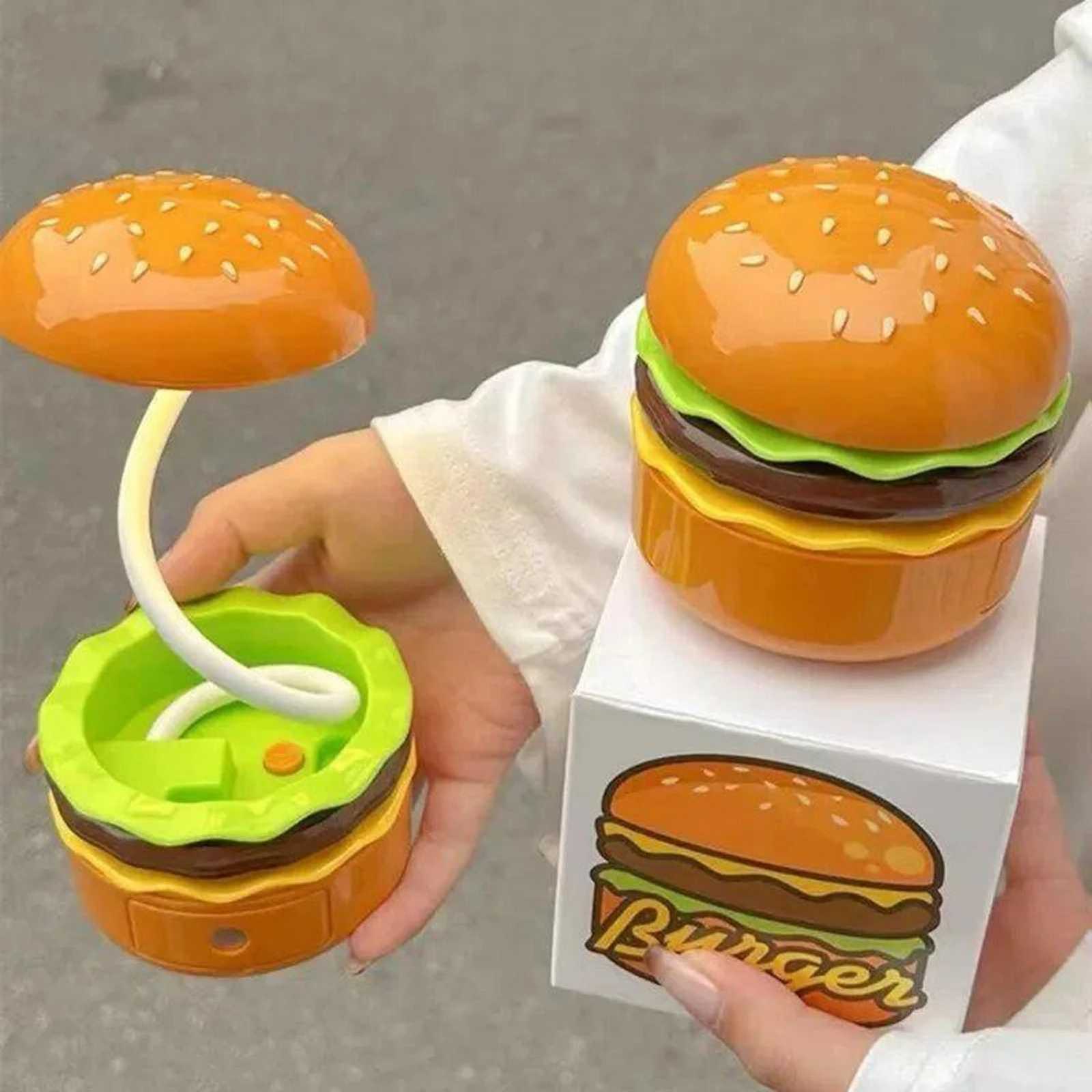 ute Hamburger Kids Desk Lamp - Rechargeable Foldable Night Light with Pencil Sharpener Portable Reading Light Room Decor XJ250725