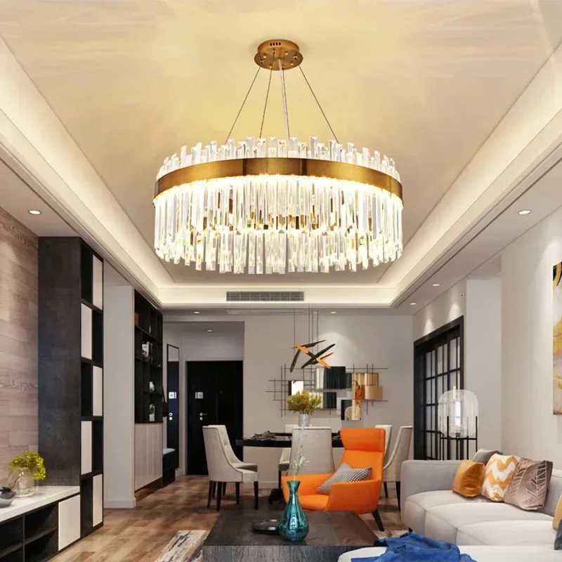 Modern Crystal Ceiling Pendant Lamp for Living Dining Table Room Kitchen Gold Hanging Chandeliers Home Decoration Indoor LightXJ250725