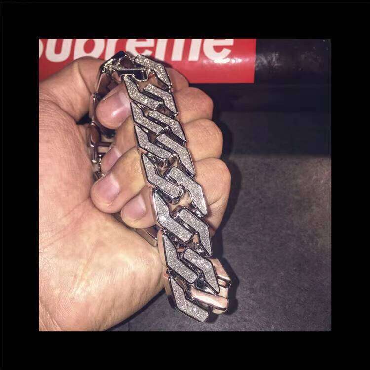 Fashion Sterling Sier Bracelet 16 Mm Ice Out VVS Moissanite Hip Hop Jewelry Dia Cuban Link Chain