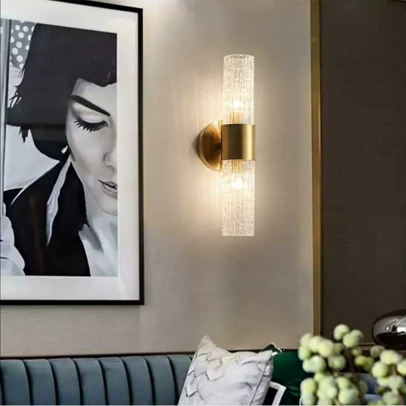 Modern LED Wall Lamp Stylish Gold Pipe Acrylic Lampshade For Living Room Corridor Bedroom Sconces Light Fixture 21/42/47/72 CM XJ250725