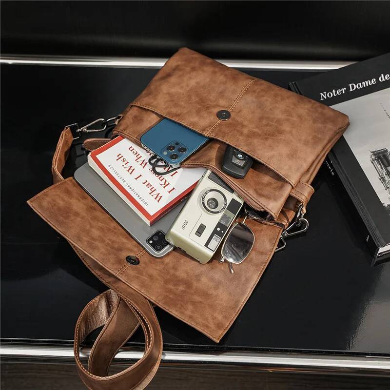 Pu Men Bag Messenger Casual Men's Travel Bag Clutch Crossbody Bags Male Shoulder PU Leather Handbag NEW 2024 Sac