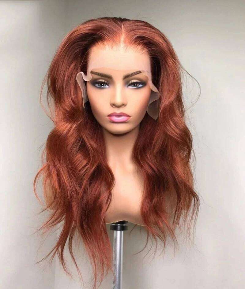 Glueless Orange Body Wave 26 inch Long Soft Ginger Lace Front Wig For Black Women Baby Hair Pre Plucked Heat Resistant Daily