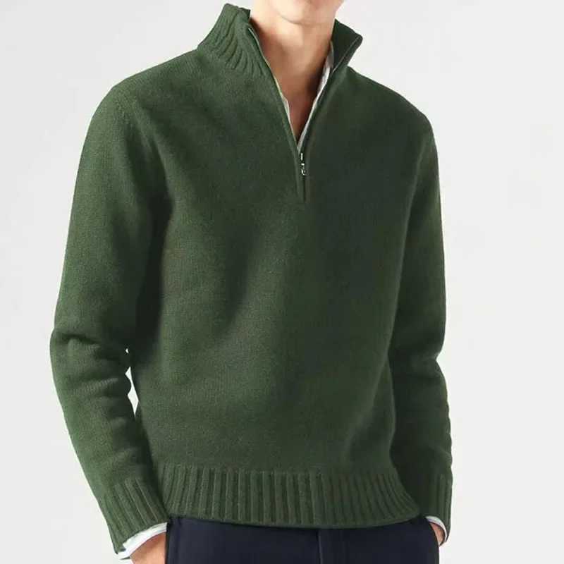 Mens Winter Casual Daily Warm Coats Turtlenecks Half Zipper Sweaters Knitwear Spring Pullovers Solid Long Sleeved Tops for Male Z250725
