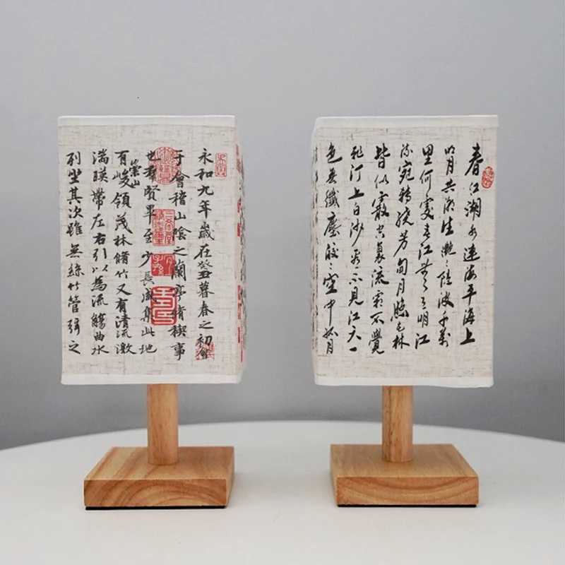 LED Square Decoration Table Lamps Simple Chinese Style Dimmable USB Plug Night Light with Fabric Lampshade Bedroom Bedside Lights XJ250725