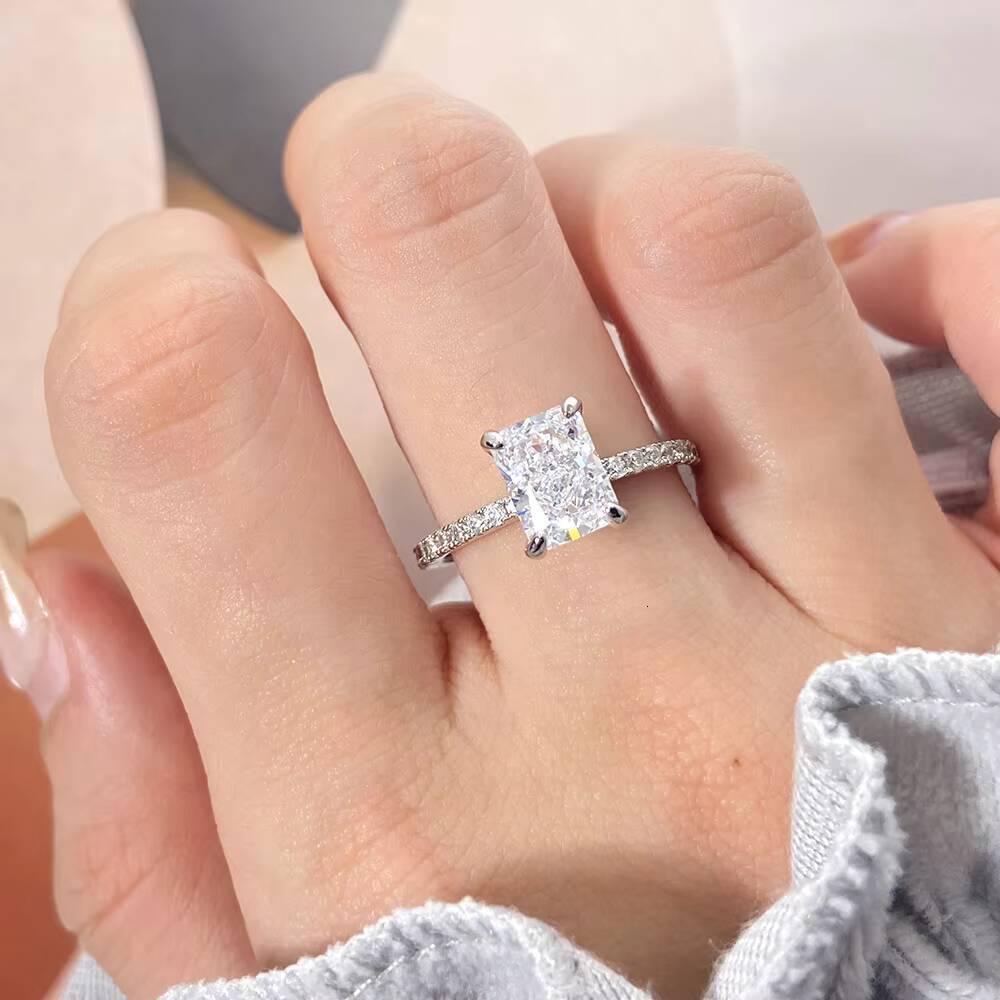 FOXI Local Stock in US 925 Silver Jewelry Fine Rings 8A Cubic Zirconia Crushed Ice 925 Sterling Silver Ring for Women