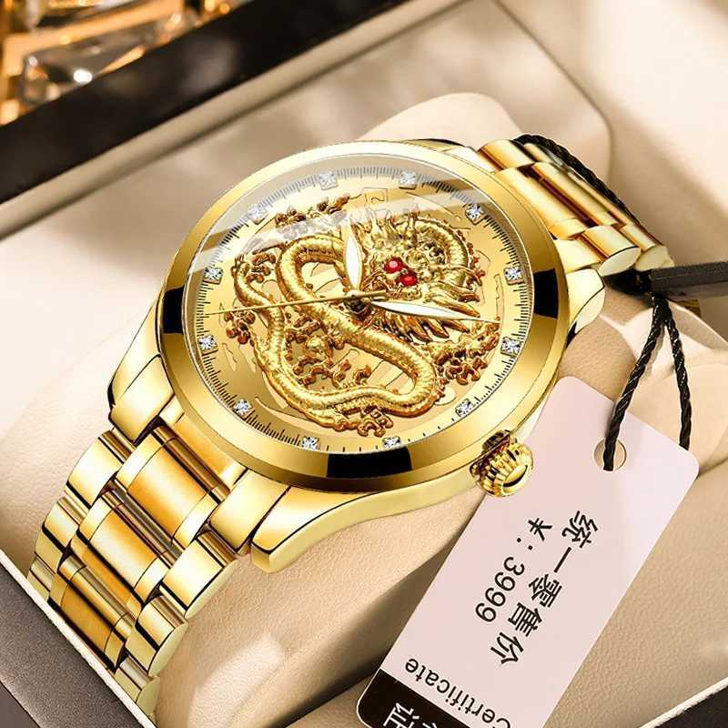 uthai men watch embossed gold dragon wristwatch waterproof diamond inlaid ruby m fashion middle-aged elderly clock watches X250726
