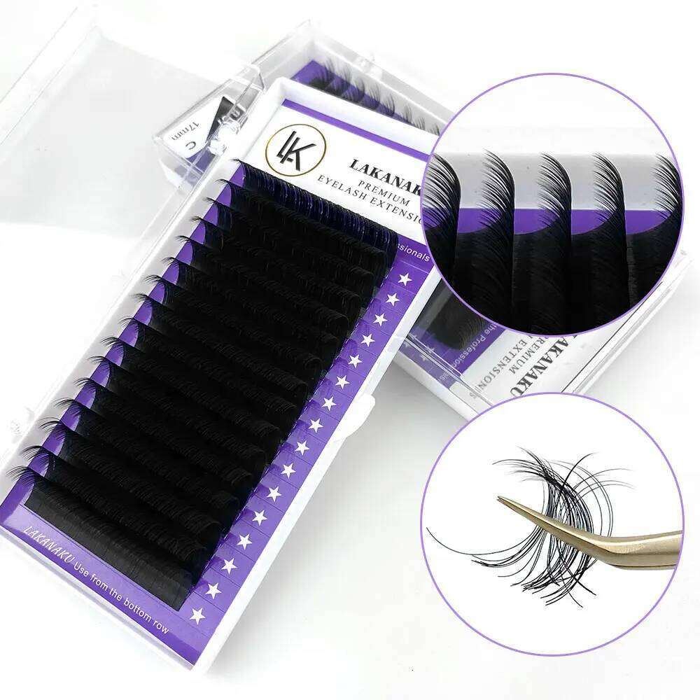 LAKANAKU Natural Premium Volume Extensions Handmade Mink Eyelash Private Label Makeup Individual Lashes X250725