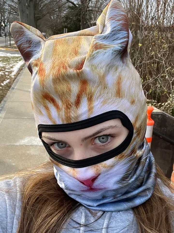 3D Cat Animal Ski Balaclava Ski Mask with EarsSuitable for Music FestivalsRavesSkiHalloween or Party Outdoor Z250725