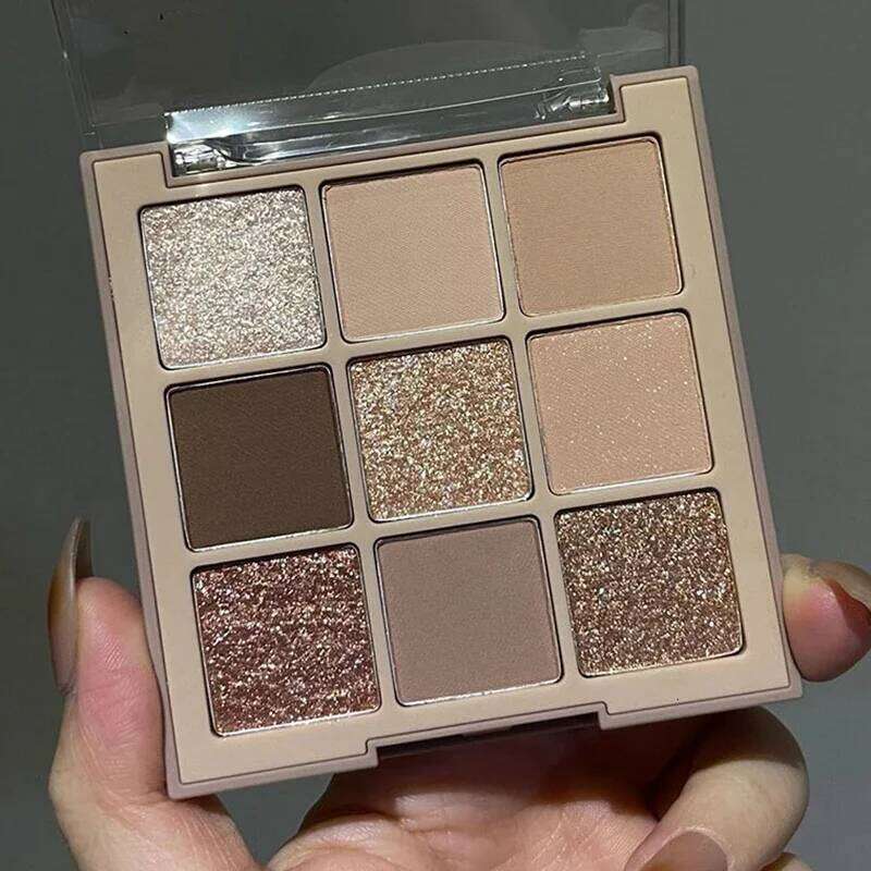 Caramel Brown 9 Colors Shadow Palette Pearly Matte Earth Color Eyeshadow Pallete Shiny Sequins Eye Pigments Lasting Makeup