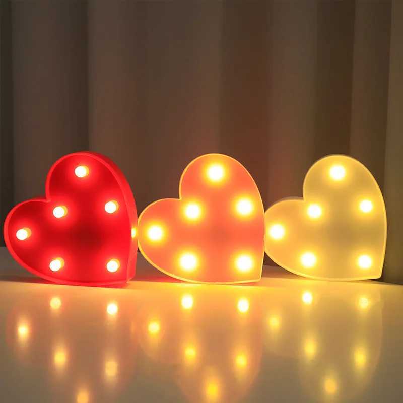 Love Heart LED Lamp Wedding Party Romantic Red Pink Night Light Ornament Birthday Christmas Home Decoration Valentines Day Gift XJ250725