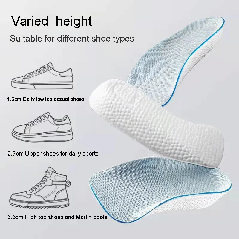1.5/2.5/3.5 Cm Arch Support Height Increase Insoles Light Weight Soft Elastic Lift Soft Elastic Lifting For Men Women Shoes Pads 250725