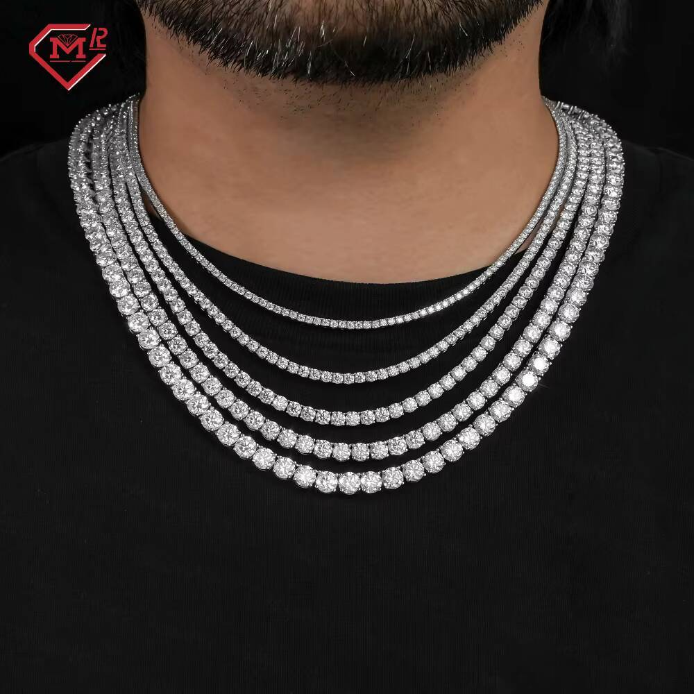 Free Shipping Moissanite Tennis Chain Necklaces Jewelry 925 Silver Vvs Iced Out 3MM 4MM Tennis Chain