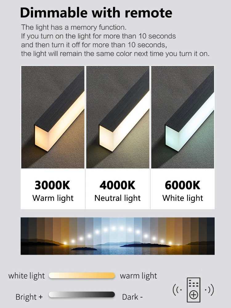 Minimalist Linear Pendant Lights LED Modern Chandelier Dining Room Island Light Restaurant Cafe Bar Office Hanging Lamps Black XJ250725