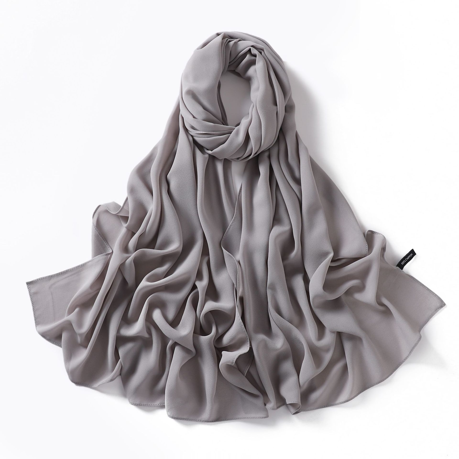 K1482 Fine tweezers corner right angle edge solid color pearl chiffon long scarf good feel chiffon headscarf gauze scarf thin
