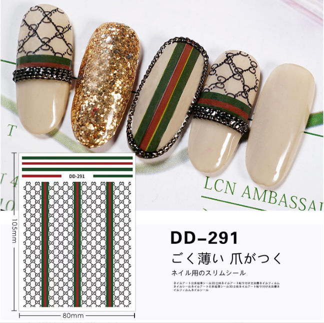Trendy nail art stickers luxury brands petite and chic style Japanese high-end nail accessories