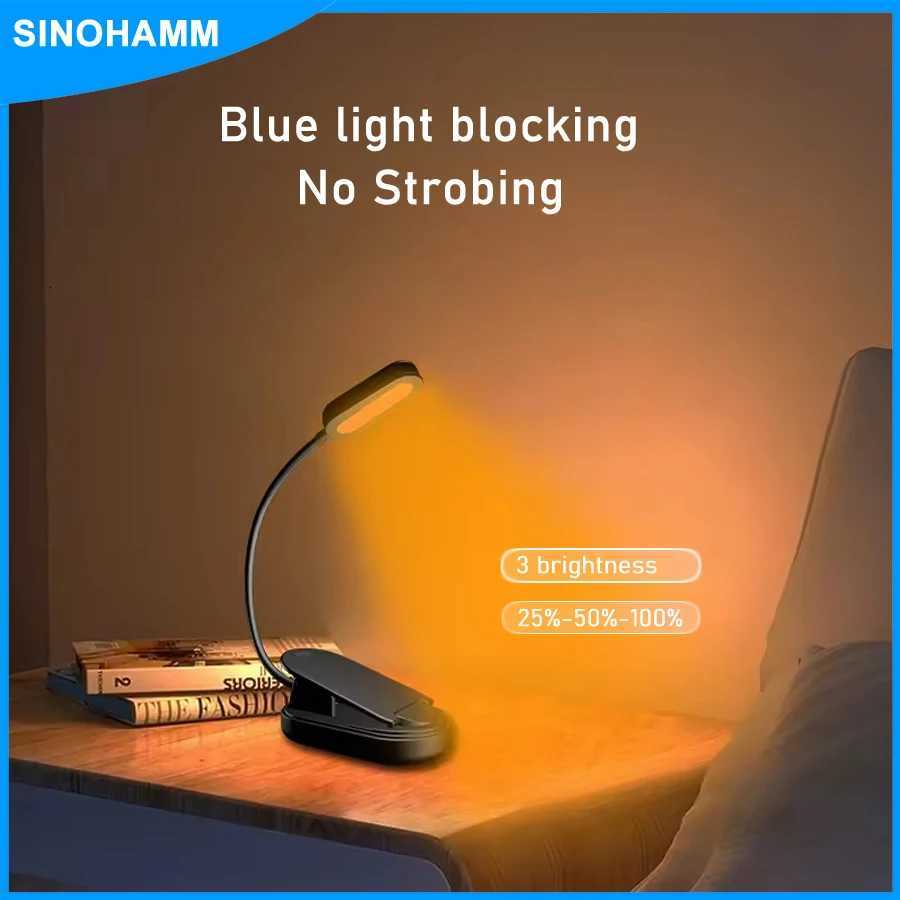 amber book light for nighttime reading clip-on USB type-C rechargeable LED reading lamp table lamp blue light blocking for children XJ250725