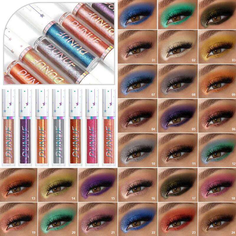 24color Eyeshadow Stick Liquid Eyeliner Metallic Color Green Pearlescent Glitter Eye Shadow Waterproof High Gloss Makeup Pigment