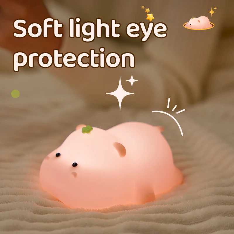 Cute Rabbit Rechargeable Silicone Night Lamp Touch Sensor Big Face Rabbit Light Timing USB Light for Kids Gift Party Decor XJ250725