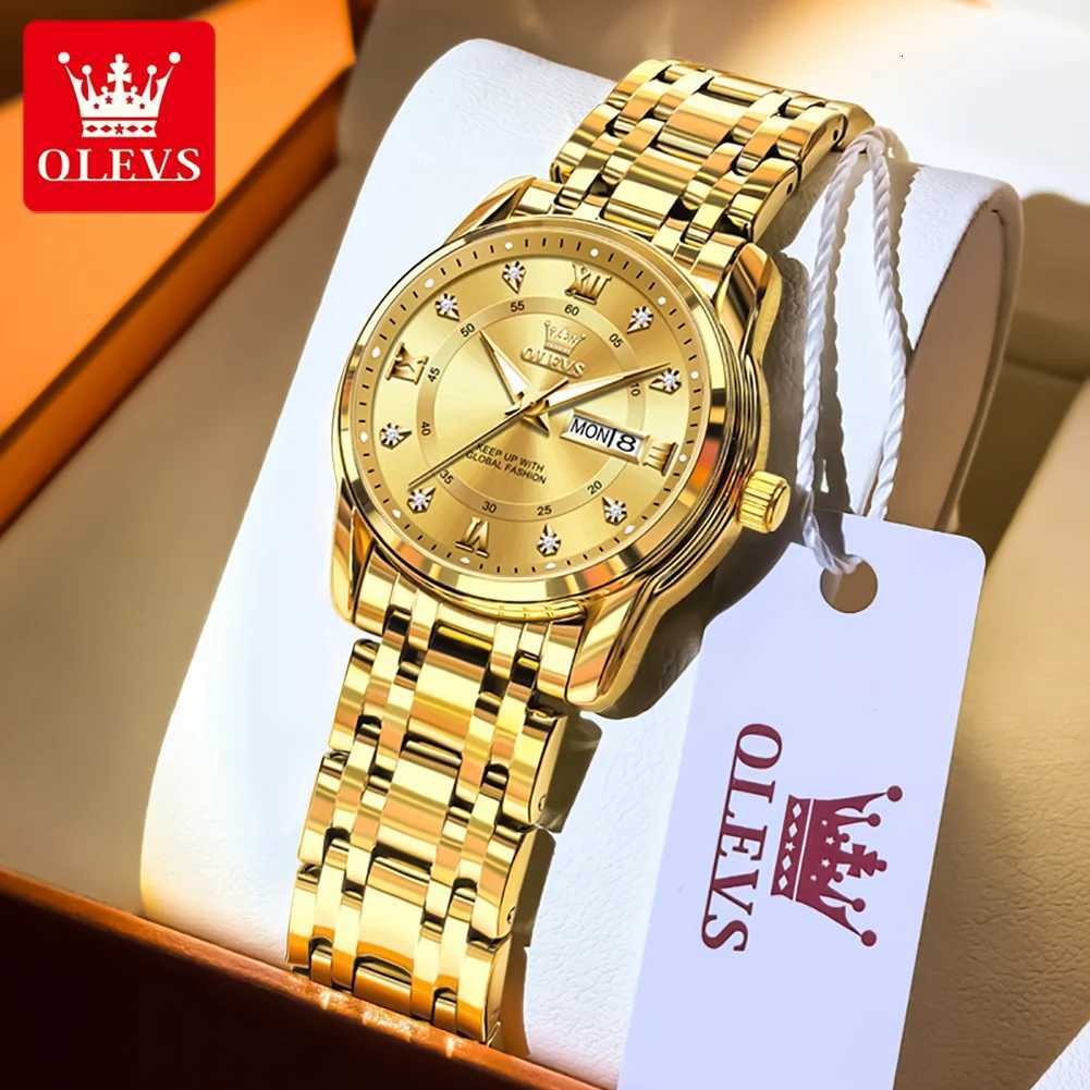 OLEVS Best Selling Fashion Stainless Steel Quartz Ladies Watch Luxury Dual Cndar Luminous Waterproof Elegant Watch for Women X250726