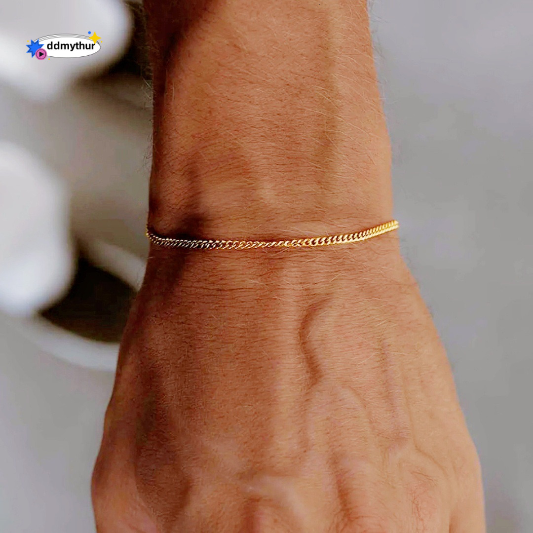 Stainless Steel Cuban Chain Fashion Simple Elegant Adjustable Non-Fading Bracelet Jewelry ddmythur