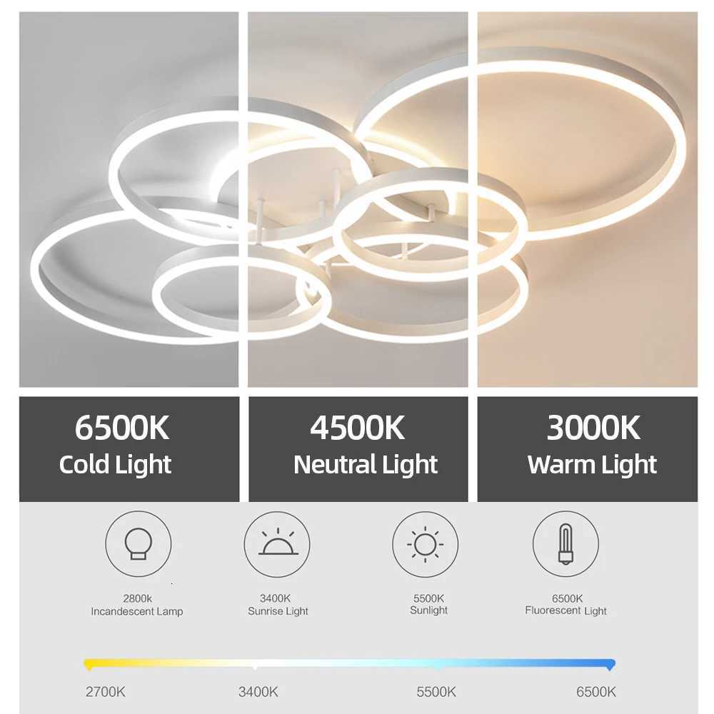 Modern Chandelier Led Circle Ring Ceiling Lights for Living Room Bedroom Study Room Ceiling Lamp Black/White/Golden Pendant Lamp XJ250725