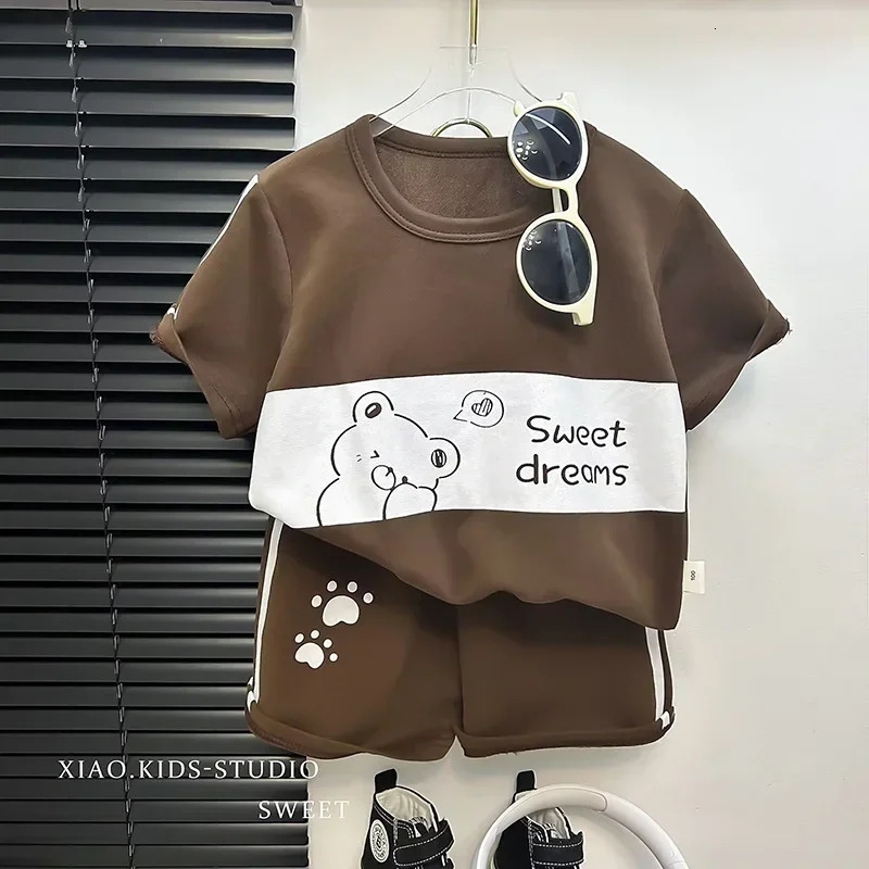 Kids Clothes Cotton Set Short Sleeve Suit for Baby Girls Boys Summer Tops Shorts Childrens Wear 250725