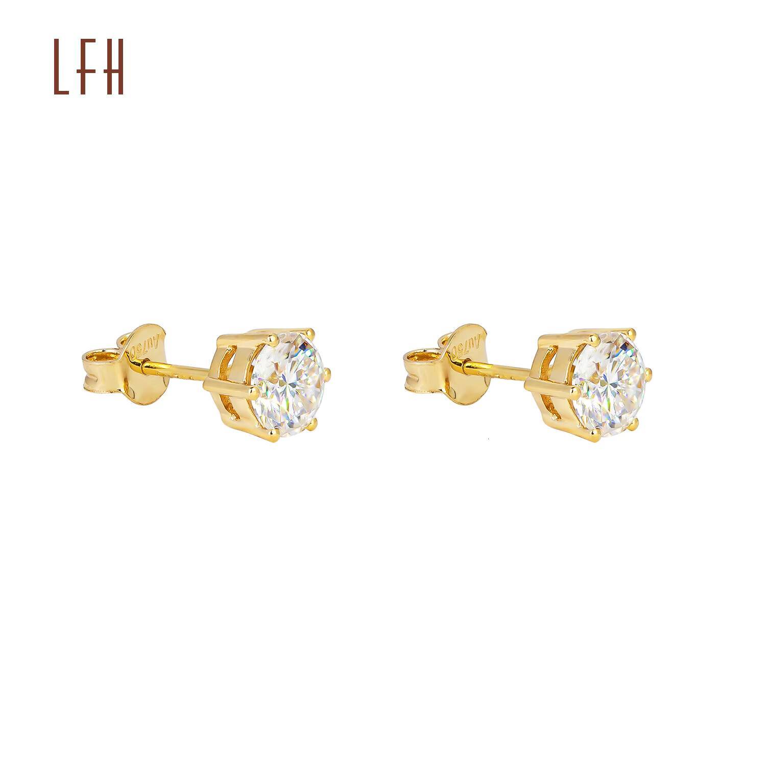 Wholesale Classic Design 18K Real Gold Moissanite Customizable Stone Stud Earrings for Women Au750 Moissanite Stud Earrings