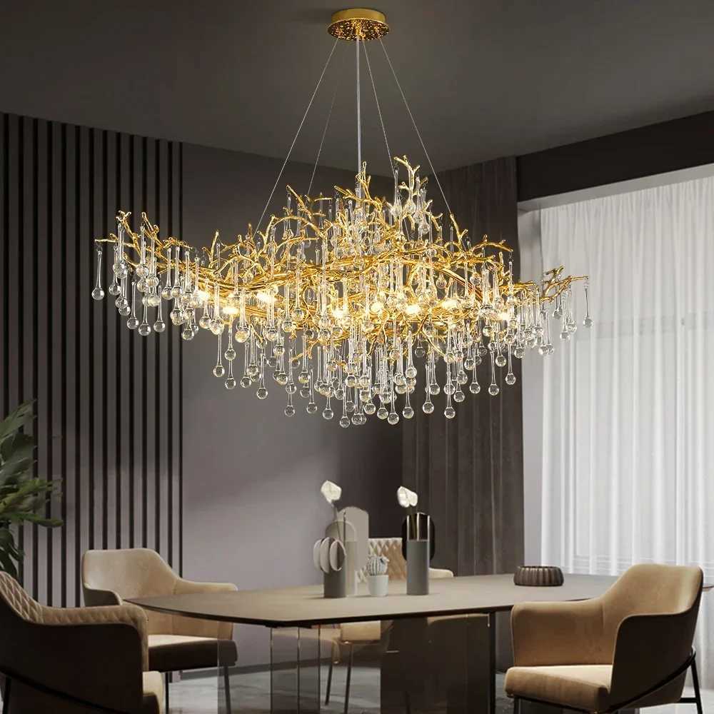 Modern Hanging Crystal Chandelier Dining Table Ceiling Branch Pendant Lights Scandinavian Chandelier for Living Room XJ250725