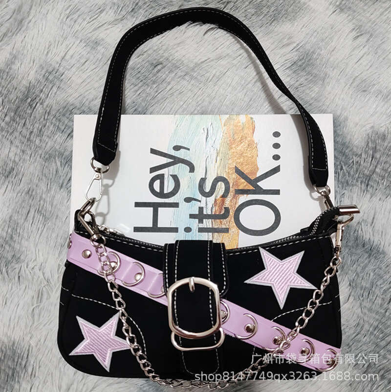 Niche Pink Belt Chain New Star Baguette Shoulder Y2K Millennium Style Hot Girl Underarm Bag for Women