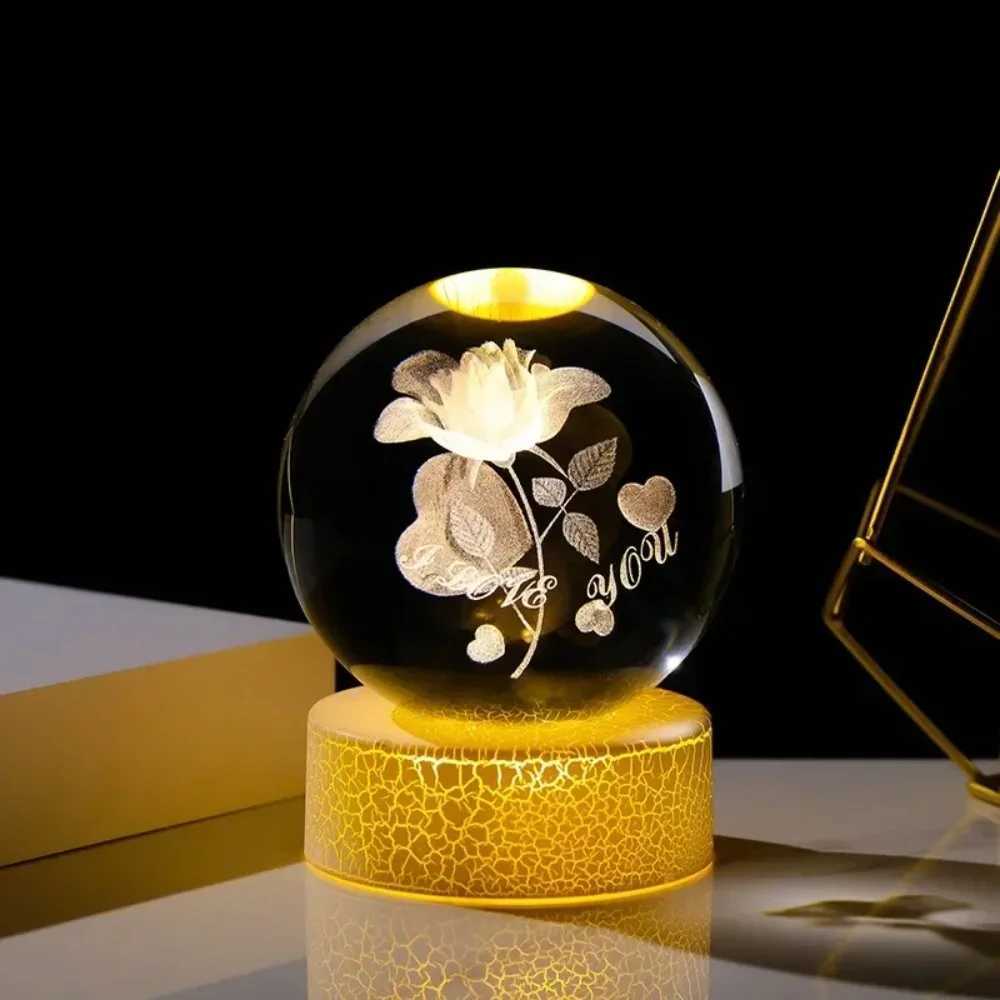 Hot Creat Crystal Ball USB Night Light With Milky Way Galaxy LED Children Night Lamp For Bedroom Ambient Light Christmas GiftXJ250725