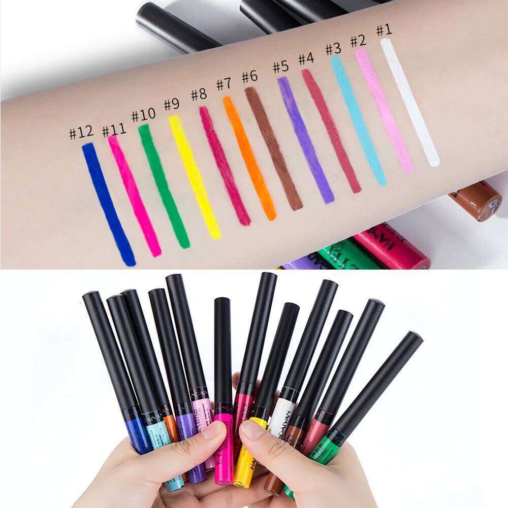 10/12 Colors Matte Eyeliner Set Glitter Makeup Waterproof Colorful Liquid Crystal Dia Eye Liner Pen Gel Make Up Cosmetics X250726