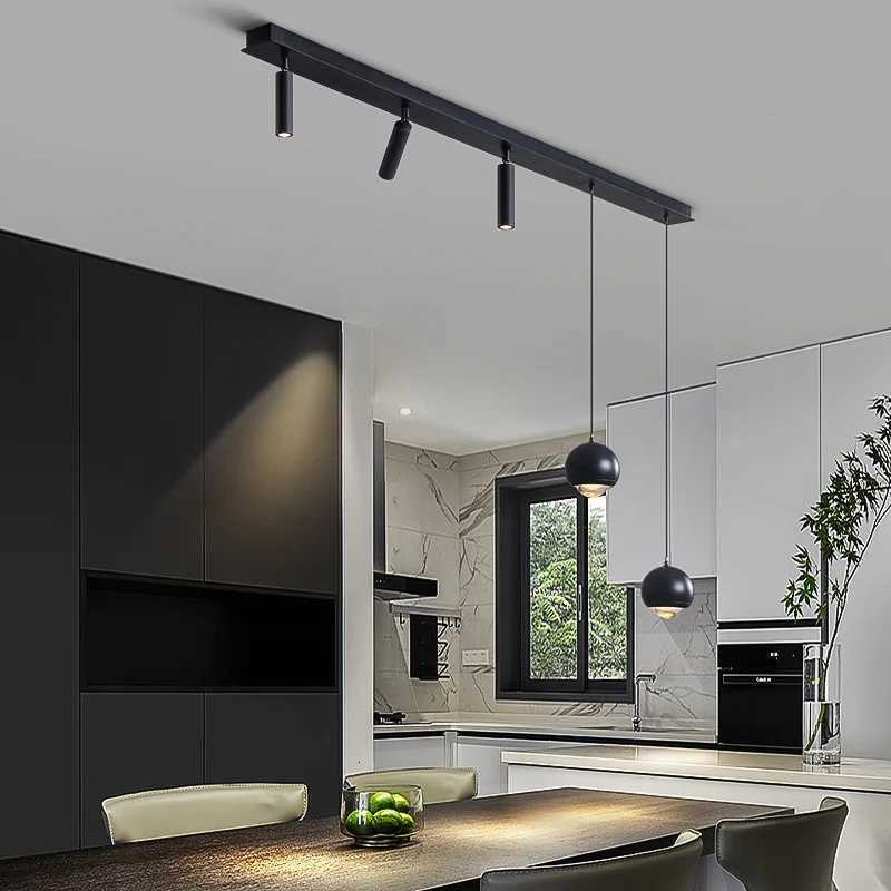 Restaurant lamp minimalist long strip simple modern creative dining table chandelier bar table lamp island kitchen dining lamp XJ250725