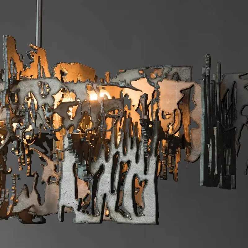 Postmodern Retro Metal Fragment Art Ceiling Chandelier Showroom Kitchen Island Hanging Lights Dining Room Home Decor LightingXJ250725