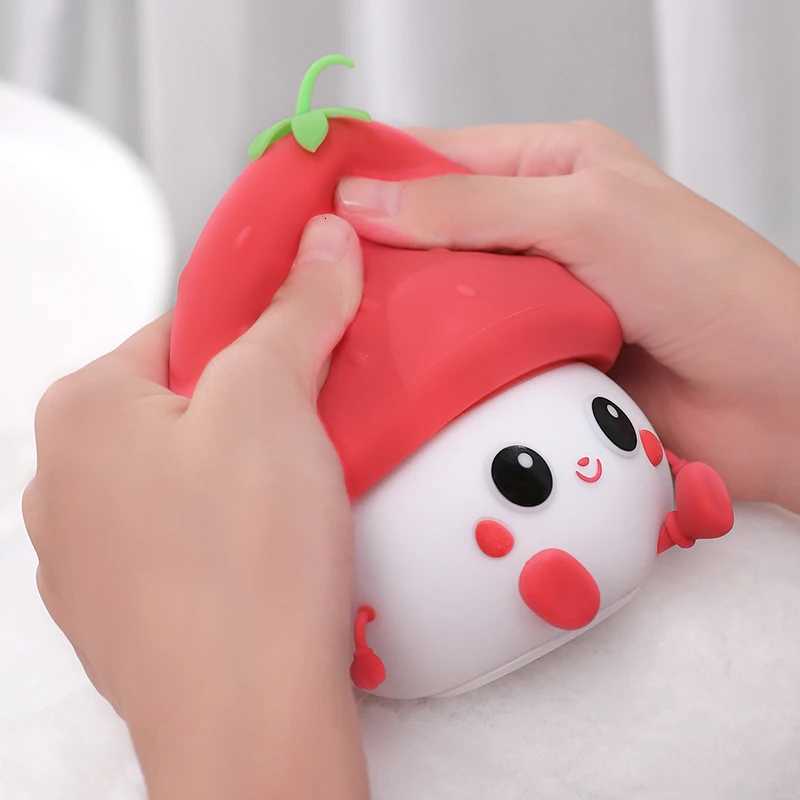Strawberry Silicone Tap Light Cute Cartoon Lamp Playful Funny Toy Safe Soft Light Pat Control Amazing Gift For Friend Children XJ250725
