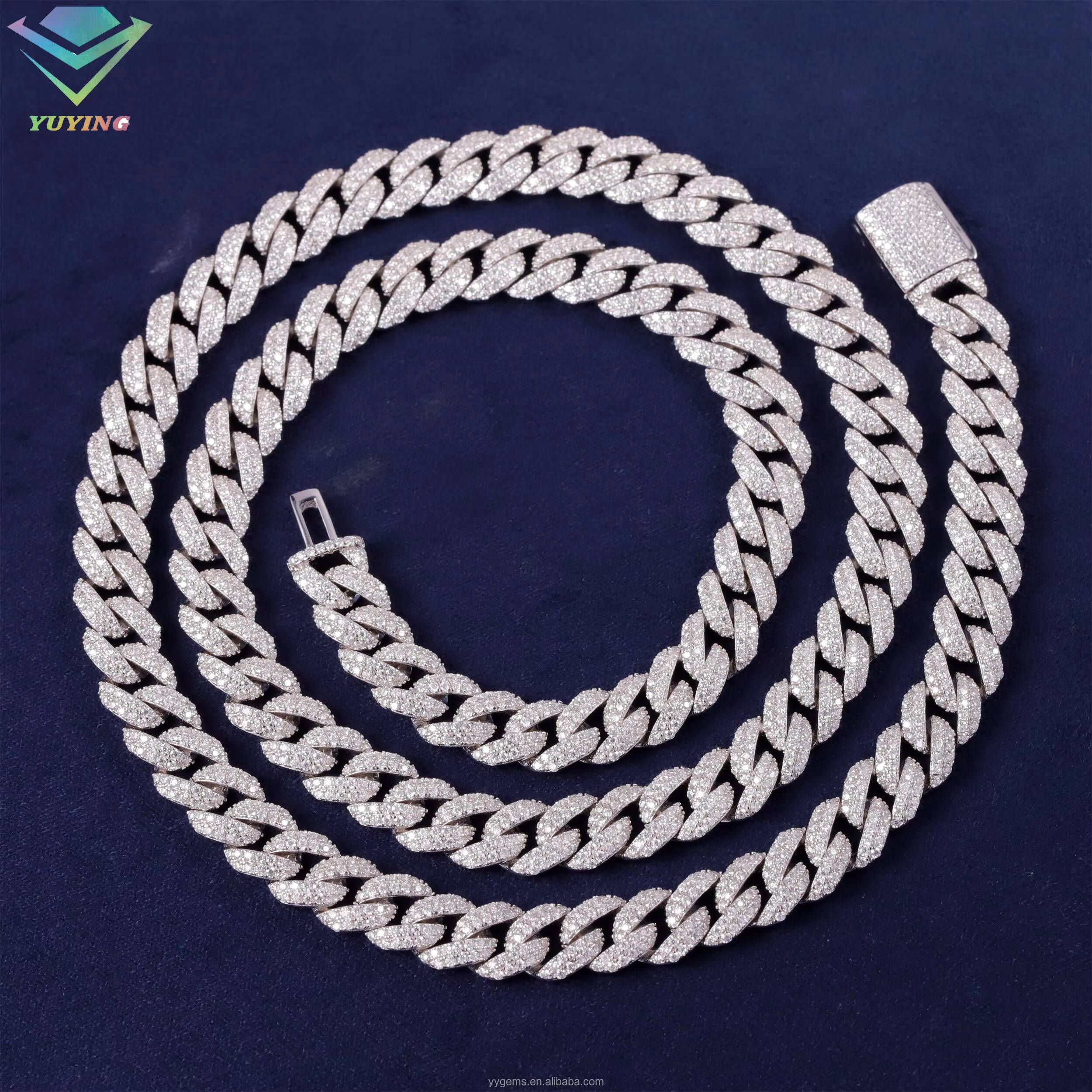 2025RTS Hot-sale 9 mm Cuban Link Chian Vvs Moissanite Pass Diamond Tester 925 Sterling Silver Fine Jewelry Necklaces for Men