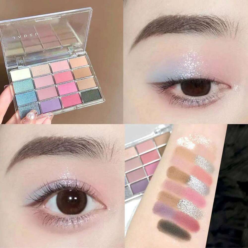 Low Saturation Shadow Palette 16 Colors Glitter Earth Brown Color Shiny Acrylic Eyeshadows Pearl Matte Daily Eye Makeup