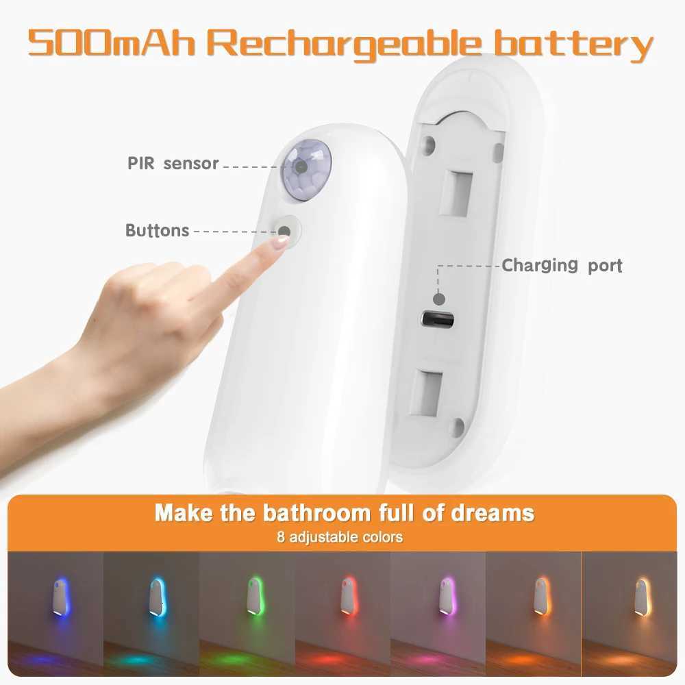 7Color Changing Motion Sensor Smart Toilet Night Light Gradient RGB LED Toilet Lights for Washroom Commode Night XJ250725