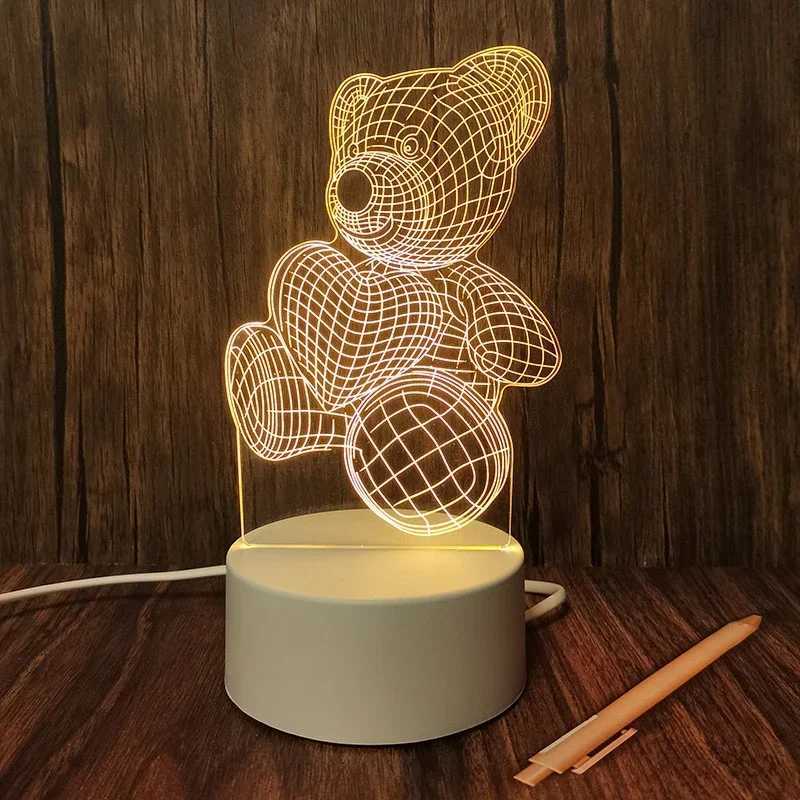 3D Acrylic Heart Love Night Light USB DIY Kids Bedroom Night Lamp for Valentines Day Decoration Christmas Wedding Cute Gifts 2023 XJ250725