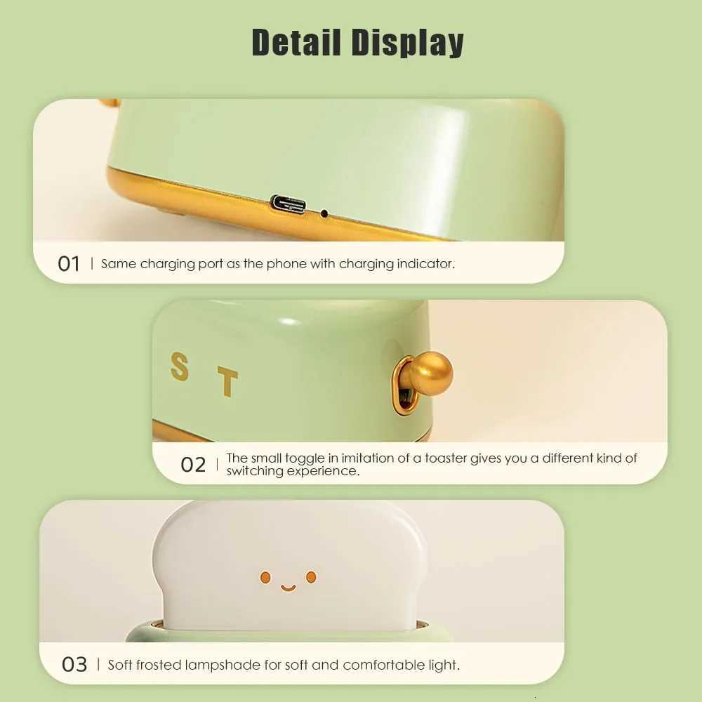 Toast Cartoon LED Night Light Cute Home Decor Kawaii Bread Table Lamps Night Breastfeeding Portable Light with Timer Tiny Lamp XJ250725