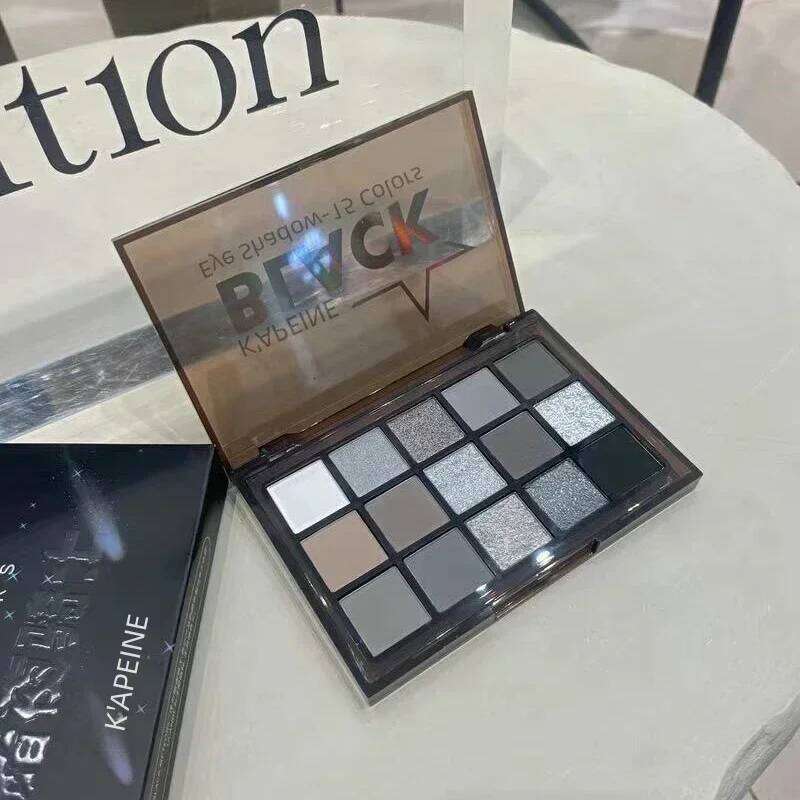 15Colors Palette Black y Cool Toned Eye Shadow Metal Pearlescent Matte Sier Gray Lasting Eyeshadow Party Makeup