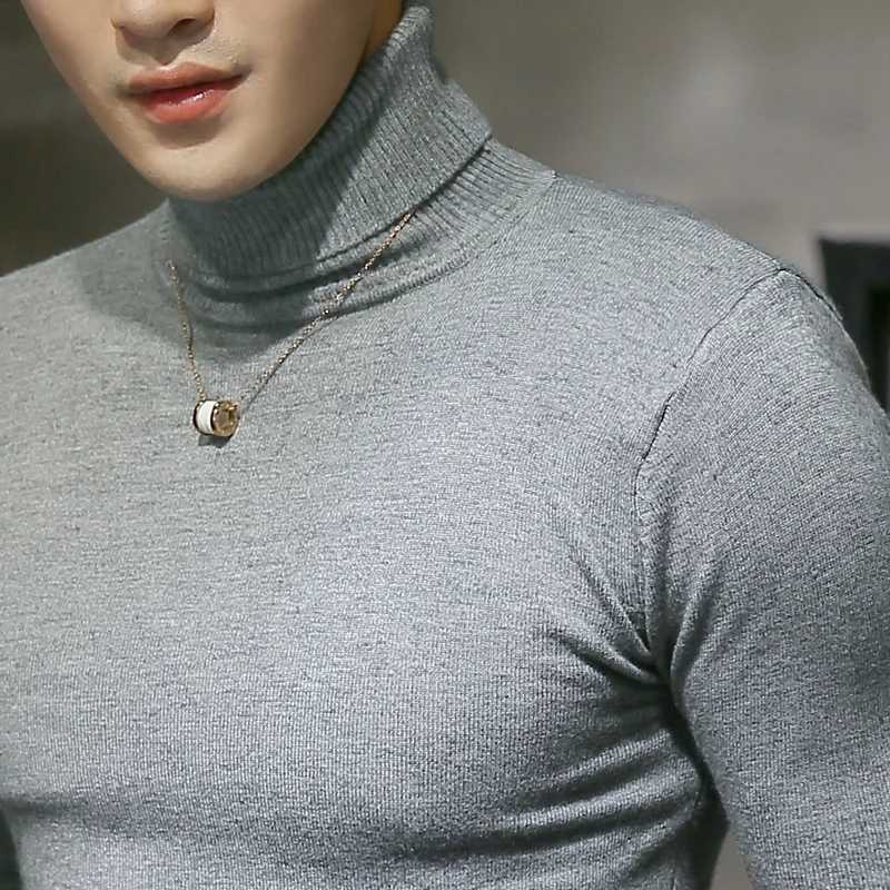 Autumn and Winter New Mens All-match Turtleneck Sweater Slim Mens Casual Pullover Sweater Men Clothing Z250725