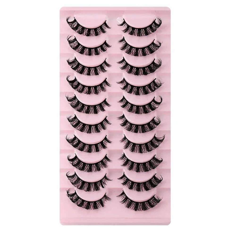 10 Pairs Strip D Curl Natural Look Fluffy Volume Wispy Russian Lashes 3D Effect Fake Eyelashes X250725