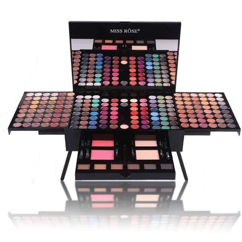 Miss Rose Professional 180 Color Eyeshadow Blush Cosmetic Foundation Face Powder Sets Eye Shadows Palette Makeup