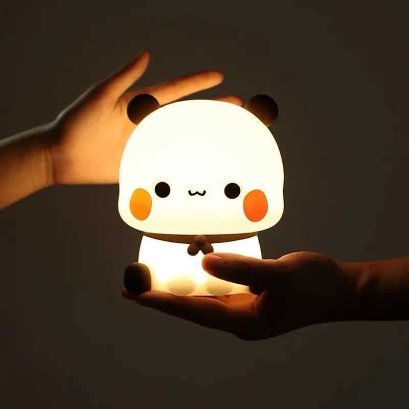 Panda Pat LED Night Light Bubu And Dudu Cute Animal Cartoon Lamp for Kids Bedside Bedroom Living Room Decorative Kawaii Bear Gi XJ250725